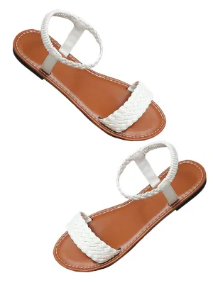 Verdusa Women's Flat Sandals Strappy Dressy Ankle Strap Casual Summer Thong Sandals for Beach