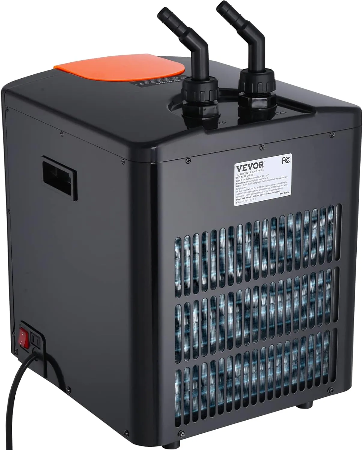 VEVOR Aquarium Chiller, 92 Gal 348 L, 1/4 HP Hydroponic Water Chiller, Quiet Refrigeration Compressor for Seawater and Fresh Water, Fish Tank Cooling System with Pump/Hose, for Jellyfish, Coral Reef