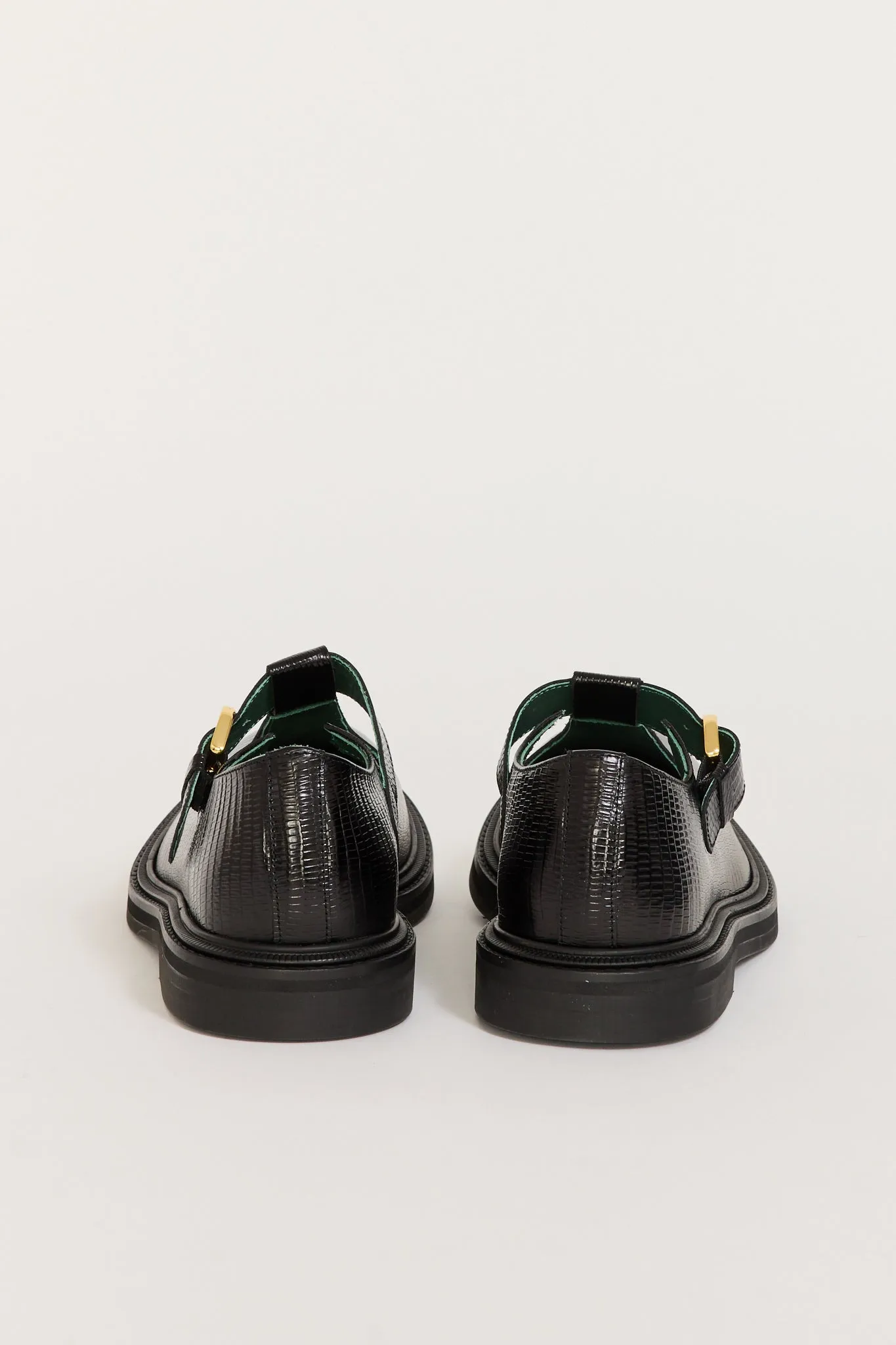 Vinnee T-Strap Derby Black Lizard Pattern