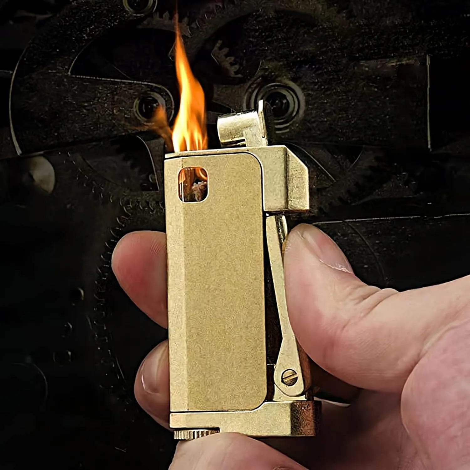 Vintage Lighter Cool Mechanical Linkage Lighter Side Press Ignition Windproof Kerosene Cigarette Lighter for Smoking