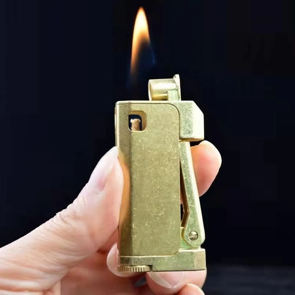 Vintage Lighter Cool Mechanical Linkage Lighter Side Press Ignition Windproof Kerosene Cigarette Lighter for Smoking