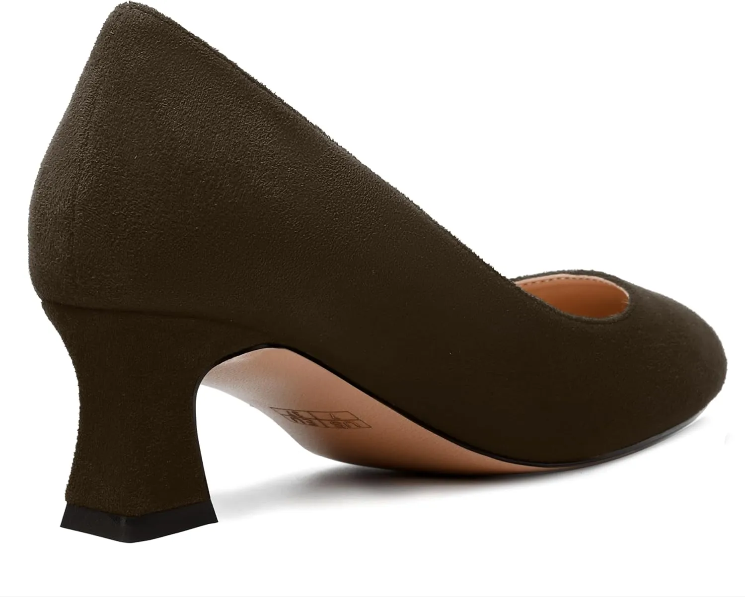WAYDERNS Womens Dress Suede Dating Round Toe Slip On Solid Kitten Low Heel Pumps Shoes 2 Inch