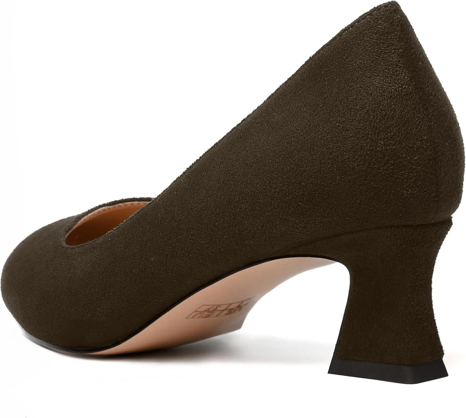 WAYDERNS Womens Dress Suede Dating Round Toe Slip On Solid Kitten Low Heel Pumps Shoes 2 Inch
