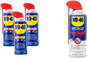 WD-40 Multi-Use Product with Smart Straw Sprays 2 Ways, 3-Pack, 12 OZ & Specialist Penetrant with SMART STRAW SPRAYS 2 WAYS, 11 OZ
