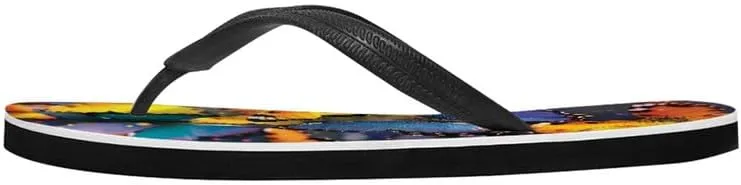 Women Geometry Flip Flop Sandal, Sunset Butterfly Hotel Travel Footwear Lotus Comfort Slippers Flip Flop Sandals