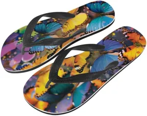 Women Geometry Flip Flop Sandal, Sunset Butterfly Hotel Travel Footwear Lotus Comfort Slippers Flip Flop Sandals
