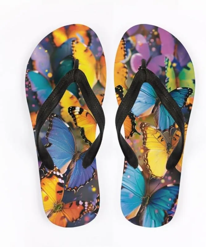 Women Geometry Flip Flop Sandal, Sunset Butterfly Hotel Travel Footwear Lotus Comfort Slippers Flip Flop Sandals