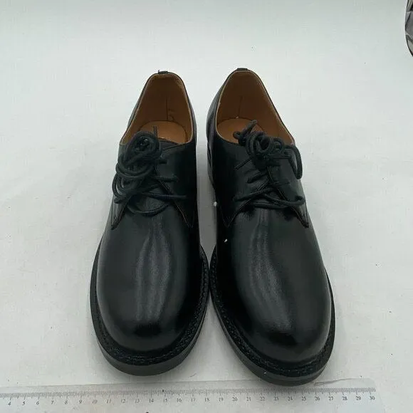 Women Leather Classic Lace up Flat Oxford Low Heel Round Toe Casual Dress Pump