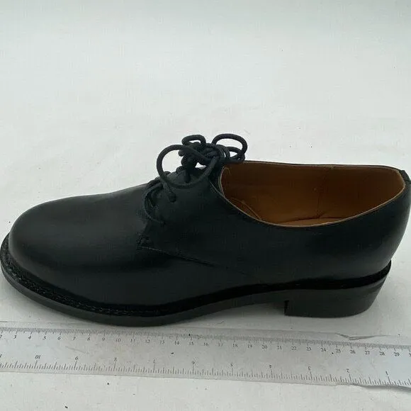 Women Leather Classic Lace up Flat Oxford Low Heel Round Toe Casual Dress Pump
