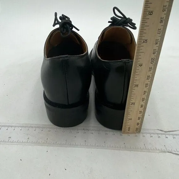 Women Leather Classic Lace up Flat Oxford Low Heel Round Toe Casual Dress Pump