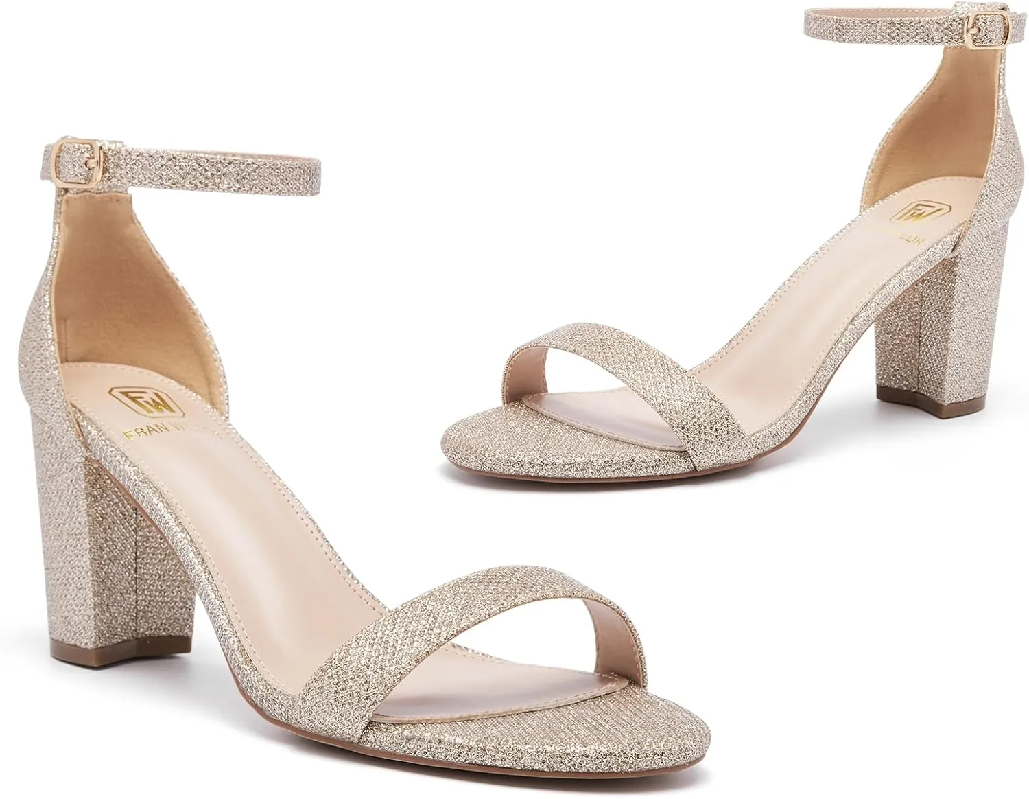 Women Open Toe Low Chunky Short Heels Ankle Strap Block Heel Sandals Party Dress Wedding Pump Shoes