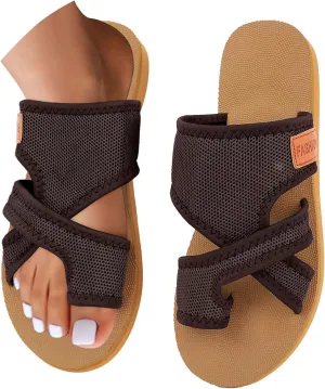 Women's Arch Support Slide Sandals Adjustable Orthopedic Flip Flops Comfortable Walking Summer Shoes