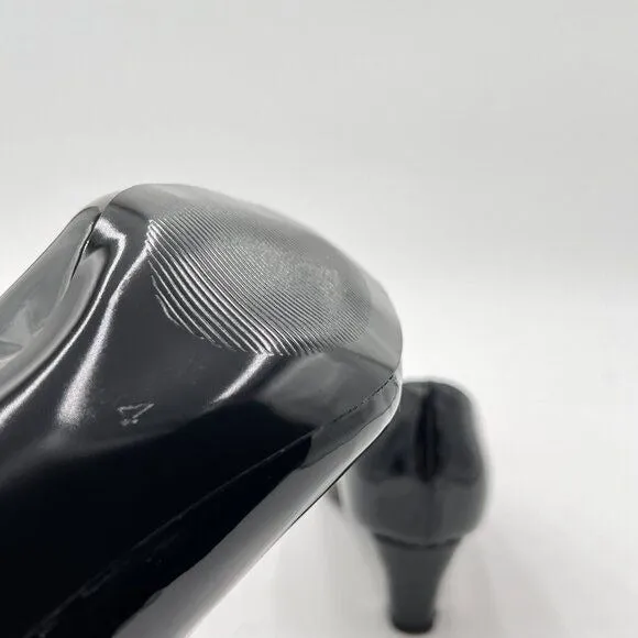 Women's Black Low Platform High Chunky Heeled Slip On Closed Round Toe Pump
