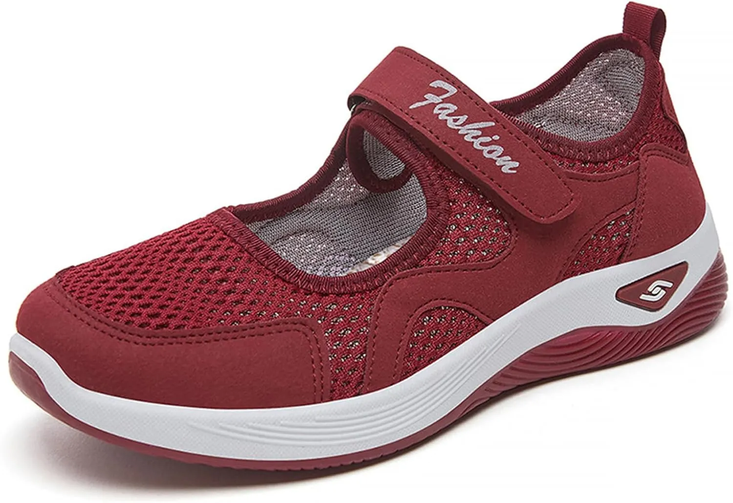 Womens Breathable Walking Shoes Mesh Lightweight Sneakers Mary Jane Flats Wide Width Comfortable Working Nurse Shoes Non-Slip Adjustable