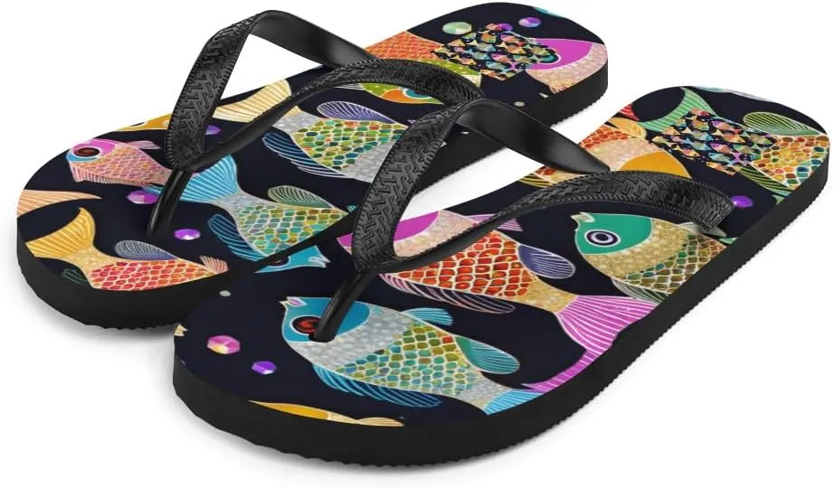 Women's Chic Adorable Colorful Goldfish Luxe Flip-Flops For Beach or Pool