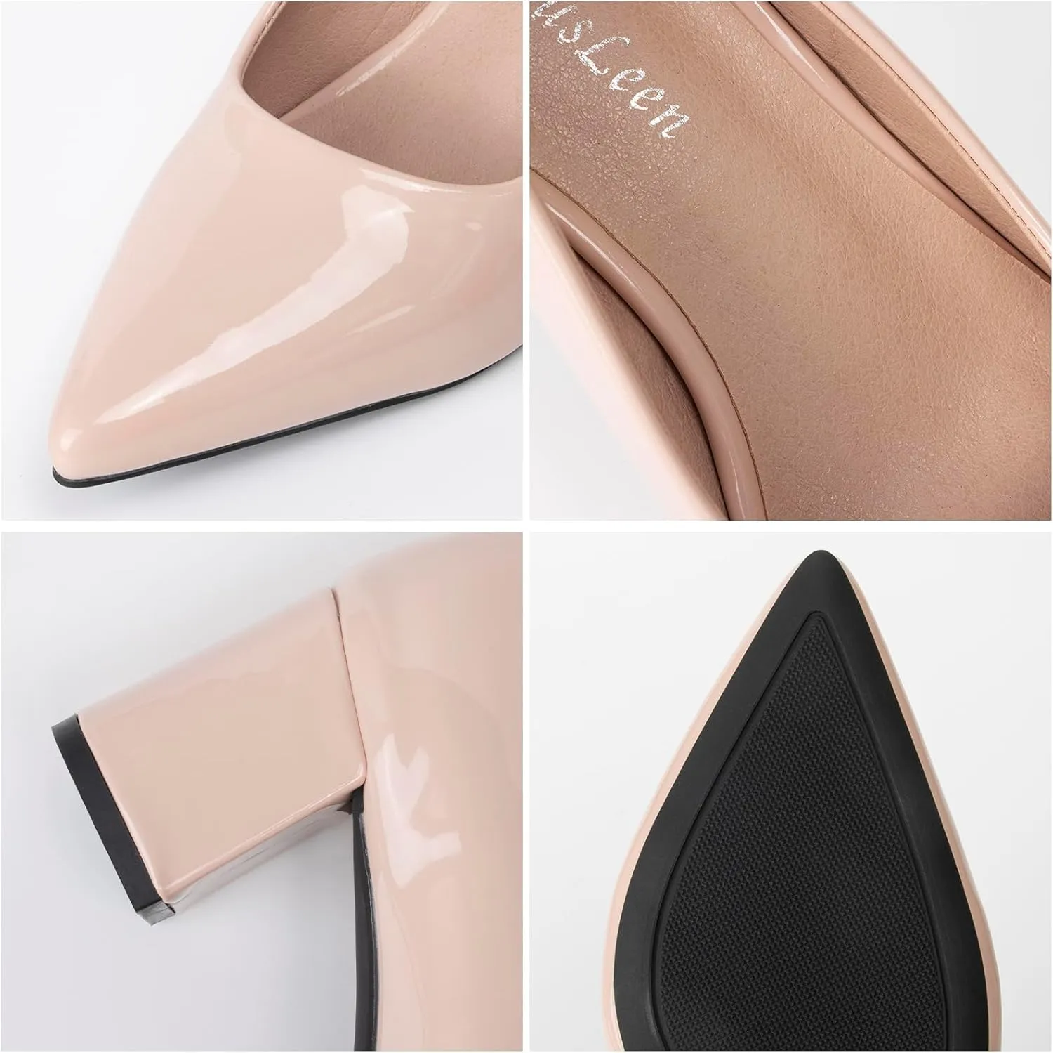 Women's Closed Pointed Toe Work Dress Pumps Low Chunky Patent Leather Office Heels for Women Zebra Pattern Suede Wedding Party Daily Comfy Pump Shoes Slip On 2.36 Inch