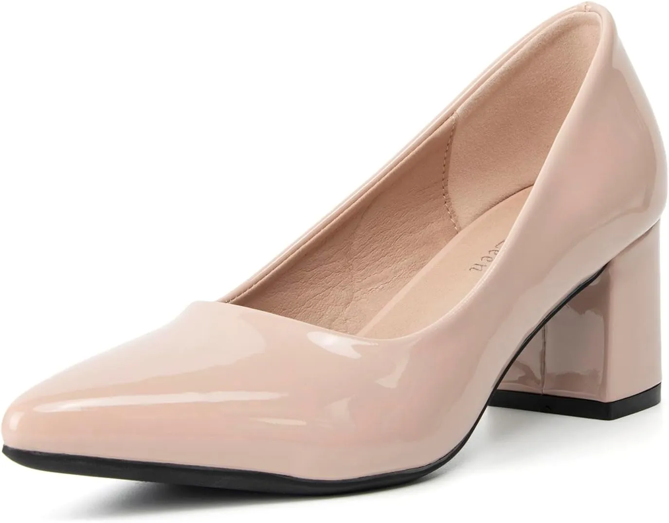 Women's Closed Pointed Toe Work Dress Pumps Low Chunky Patent Leather Office Heels for Women Zebra Pattern Suede Wedding Party Daily Comfy Pump Shoes Slip On 2.36 Inch