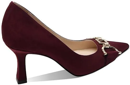 Women's Closed Toe Pointed Pumps Mid High Kitten Heels for Women Dress Shoes Womens Wedding Dressy Shoes
