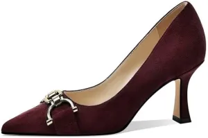 Women's Closed Toe Pointed Pumps Mid High Kitten Heels for Women Dress Shoes Womens Wedding Dressy Shoes
