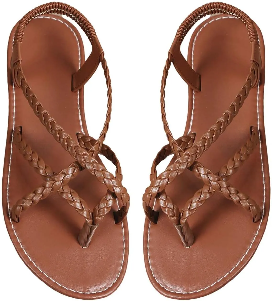 Womens Flat Sandals Strappy Thong Sandals Casual Elastic Strap Flip Flops Slingback Beach Flip Flops