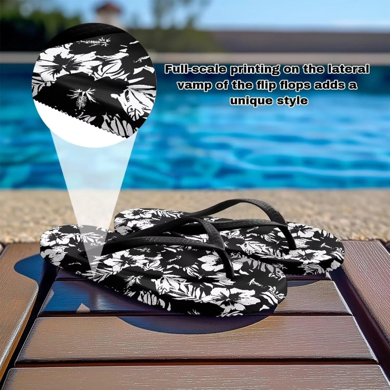 Women's Flip Flops Hawaiian Hibiscus Thong Sandals Comfortable Summer Beach Walking Slippers Shower Shoes