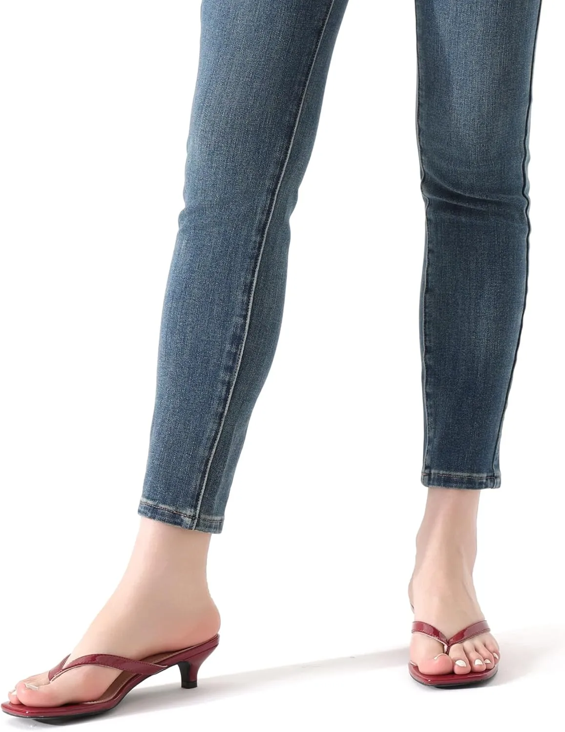 Women’s Flip-Flops Kitten Heels Thong Sandals For Women Square Toe Slip On Fashion Summer Dress Sandals