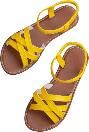 Women's Gladiator Strap Sandals Flat Fisherman Thong Cross Strappy Leathe Casual Woven - Braided Sandals, Beach Dressy Summer Rope Bohemian Summer Comfy Boho Flats Teen Girls Spring Shoes