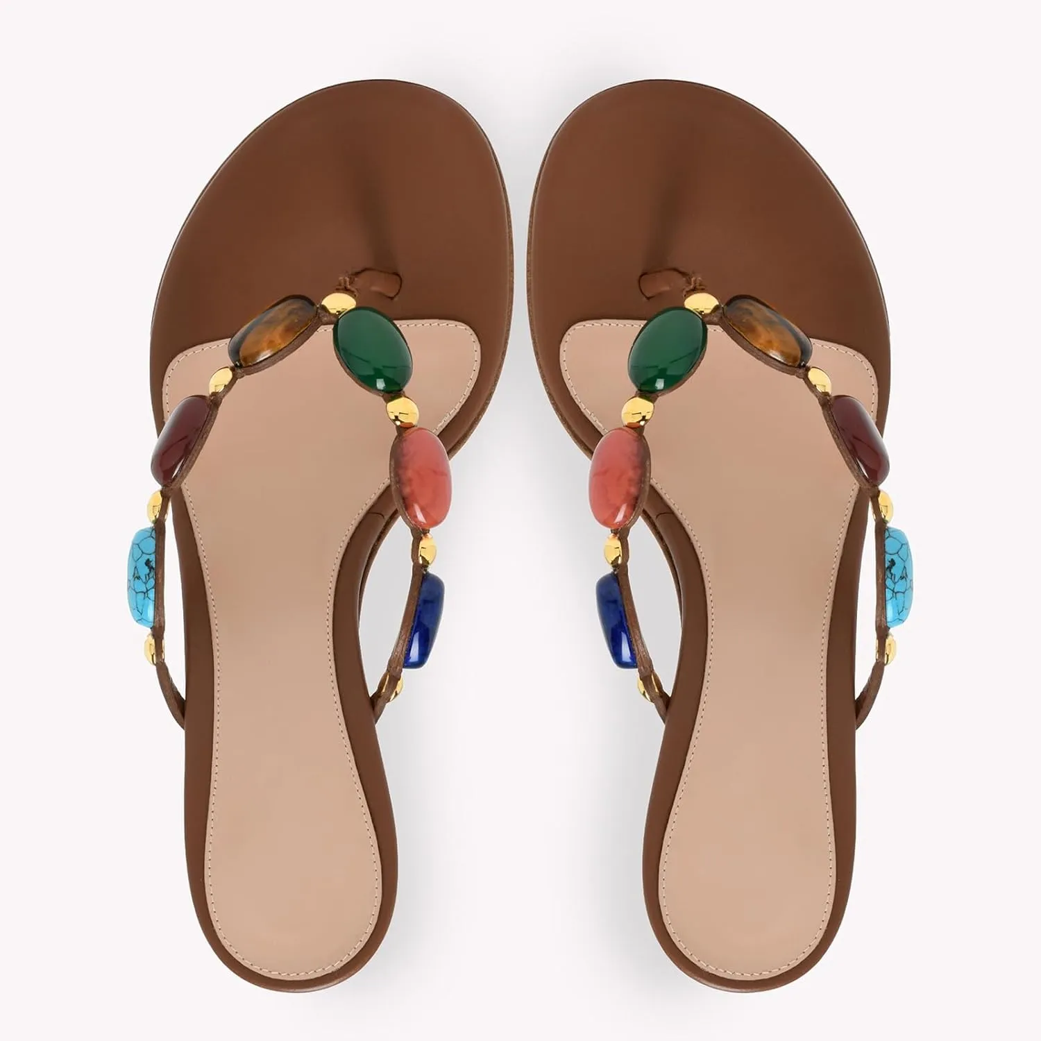 Women's Jewelled Thong Strappy Sandal Summer Mules Kitten Heels Flip Flop Round Open Toe Mid Heels Fashion Wedding Party Dress Thong Casual Shoes
