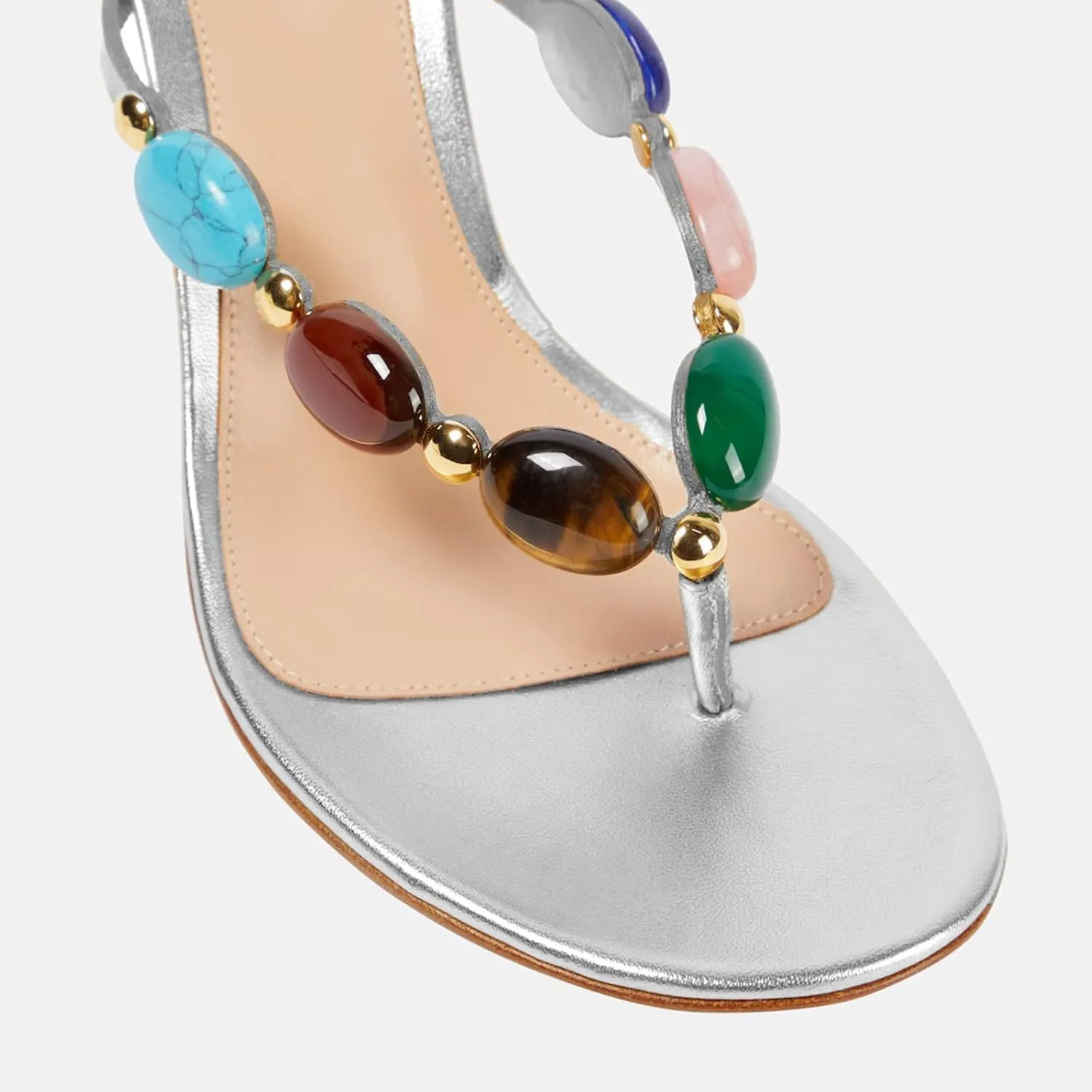 Women's Jewelled Thong Strappy Sandal Summer Mules Kitten Heels Flip Flop Round Open Toe Mid Heels Fashion Wedding Party Dress Thong Casual Shoes