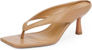 Women’s Kitten Heels Flip Flops Slip On Open Toe Low Heels Thong Square Slide Summer Fashion Party Heeled Dressy Sandals for Women