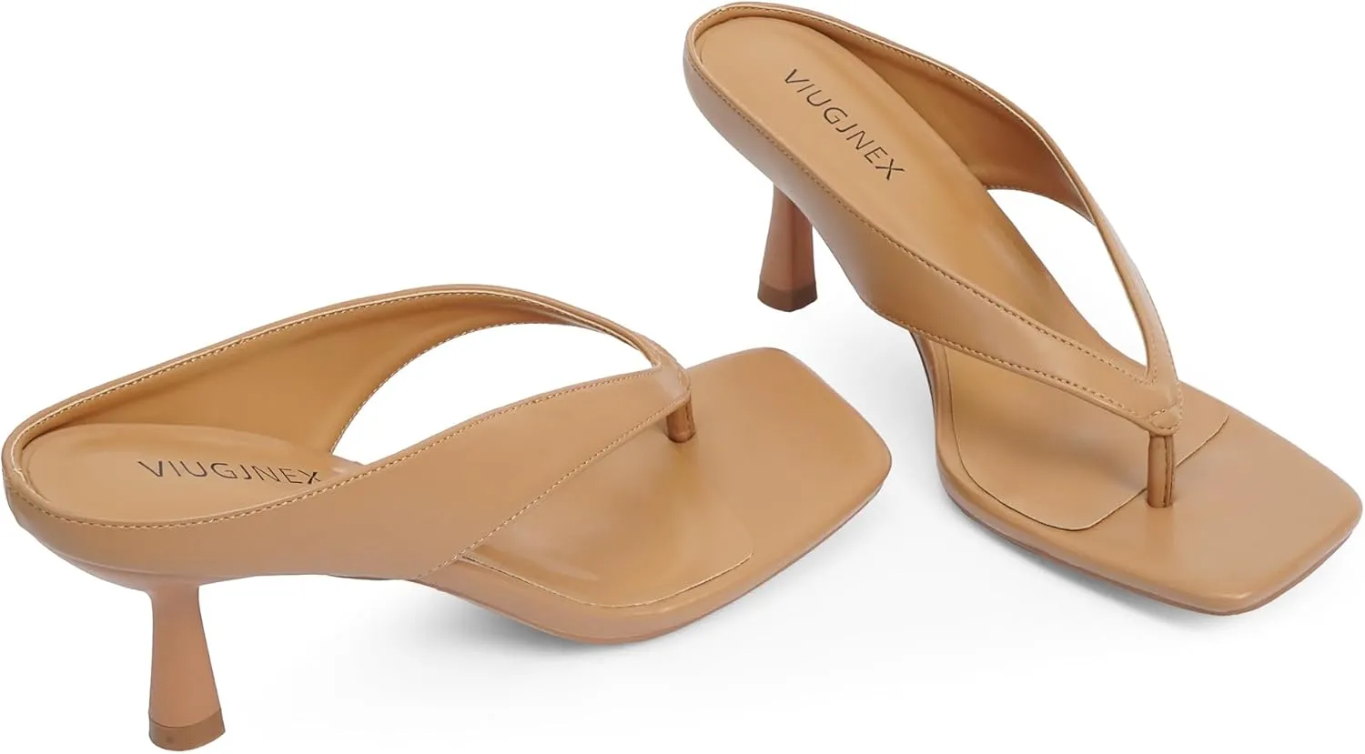 Women’s Kitten Heels Flip Flops Slip On Open Toe Low Heels Thong Square Slide Summer Fashion Party Heeled Dressy Sandals for Women