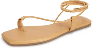 Women's Lace Up Sandals Strappy Flats Gladiator Wrap Flip Flop Tie Open Ring Toe Summer Shoes