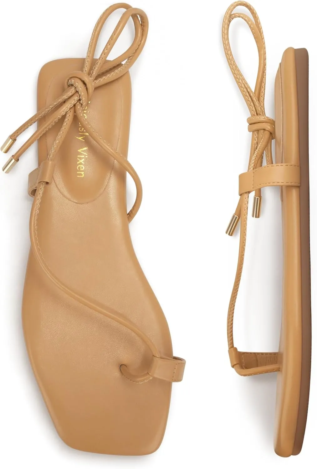 Women's Lace Up Sandals Strappy Flats Gladiator Wrap Flip Flop Tie Open Ring Toe Summer Shoes