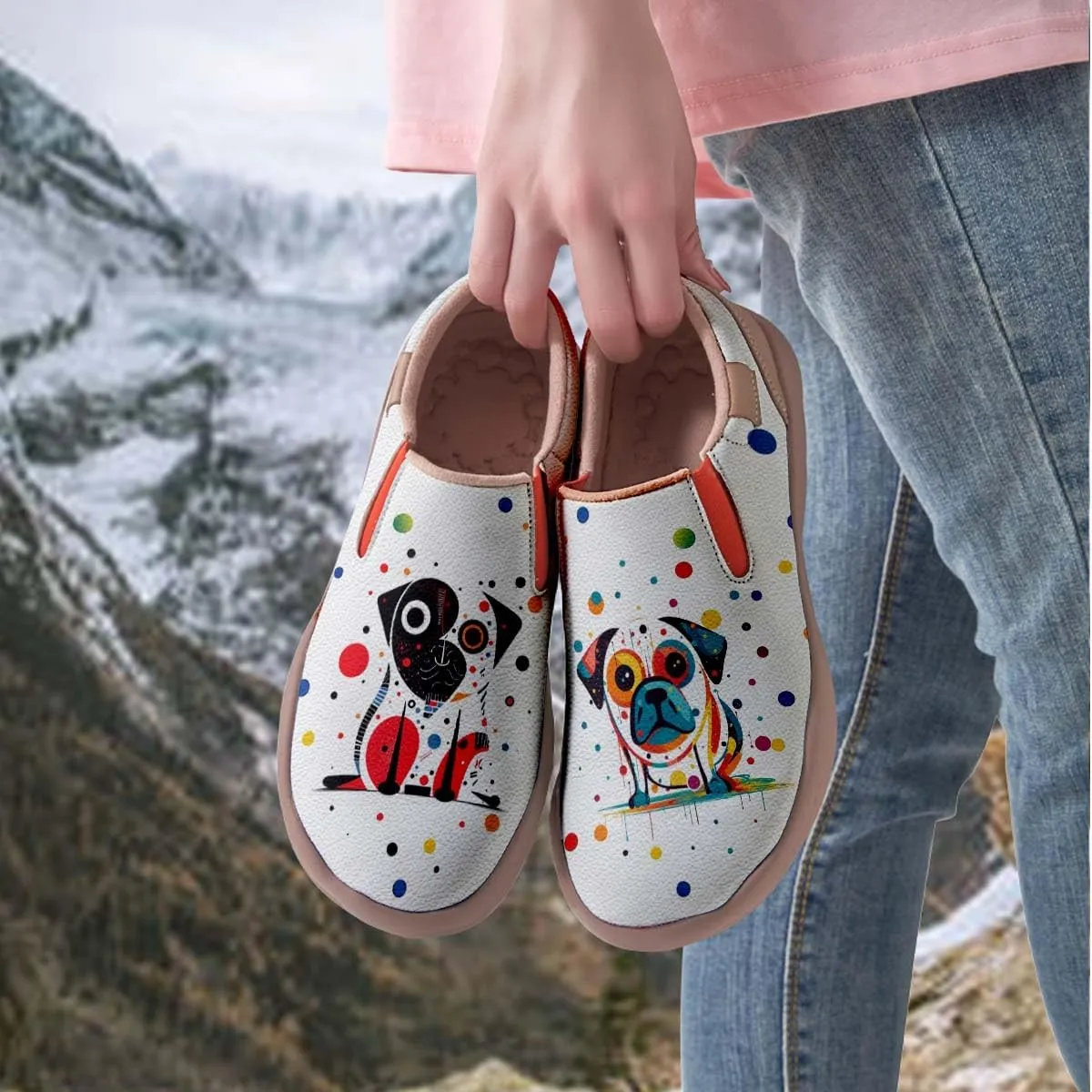 Womens Loafers Comfortable Travel Shoes Slip Ons Walking Lightweight Ladies Cartoon Animal Painted Sneaker