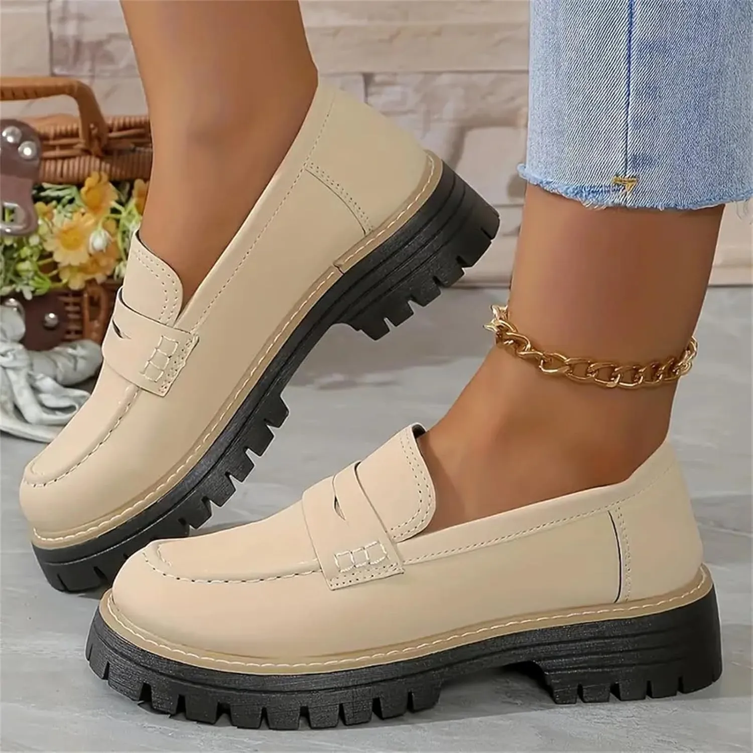 Womens Loafers Shoes Platform Chunky Penny Loafer Casual Comfortable Slip On Shoes Fashion Business Work Shoes