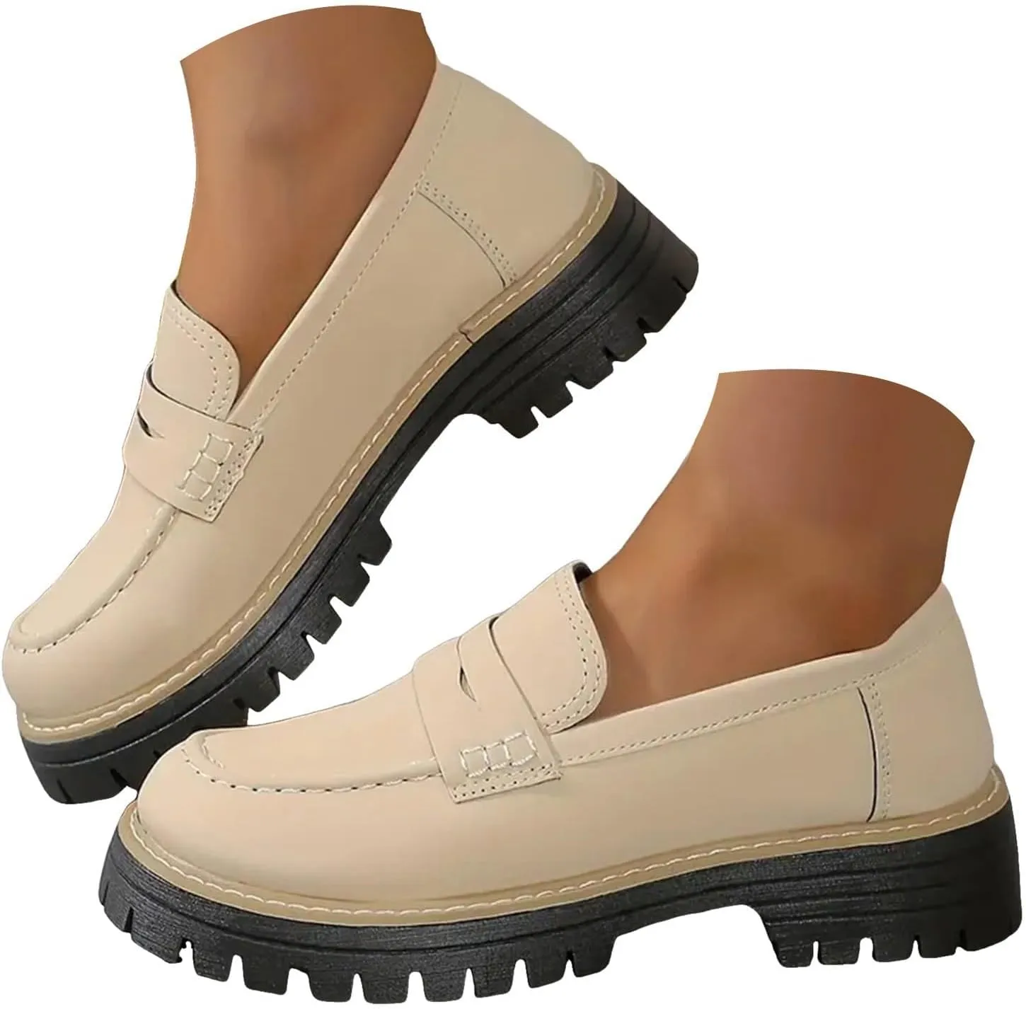 Womens Loafers Shoes Platform Chunky Penny Loafer Casual Comfortable Slip On Shoes Fashion Business Work Shoes