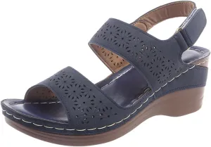 Women’s Open Toe Crisscross Straps Wedge Sandals Orthopedic Dressy Wedges Sandal Walking Casual Beach Slingback Retro Hook Loop Slip-on Slip on Comfort Arch Support Ankle Strap Summer Shoes