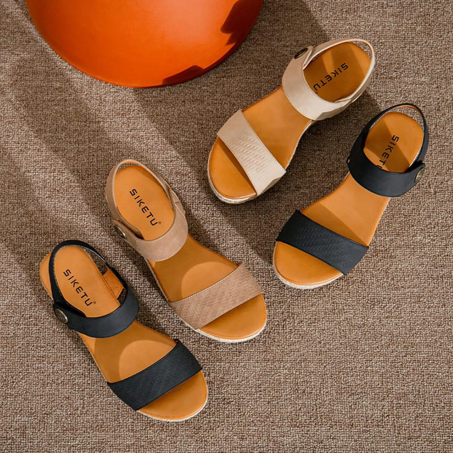 Womens Platform Espadrilles Casual Ankle Strap Wedge Sandals Comfortable Dressy Summer Shoes, Open Toe Slingback Slip On Platform Sandals with Adjustable Buckle