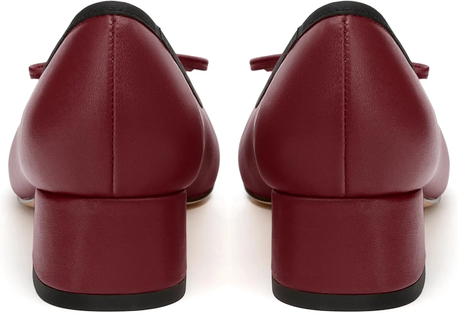 Womens Pumps, Square Toe Low Block Heel Pumps for Women, Leather Insole Comfort Daily Pump Shoes with Bow Tie 1.3"