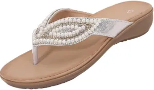 Women's summer flat sandals, flip-flops, rhinestone accessories, outdoor beach