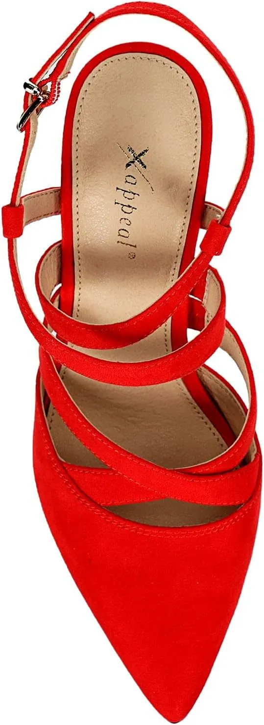XAPPEAL Maren - Women's Strappy Closed Toe Pointed Pump with Ankle Strap