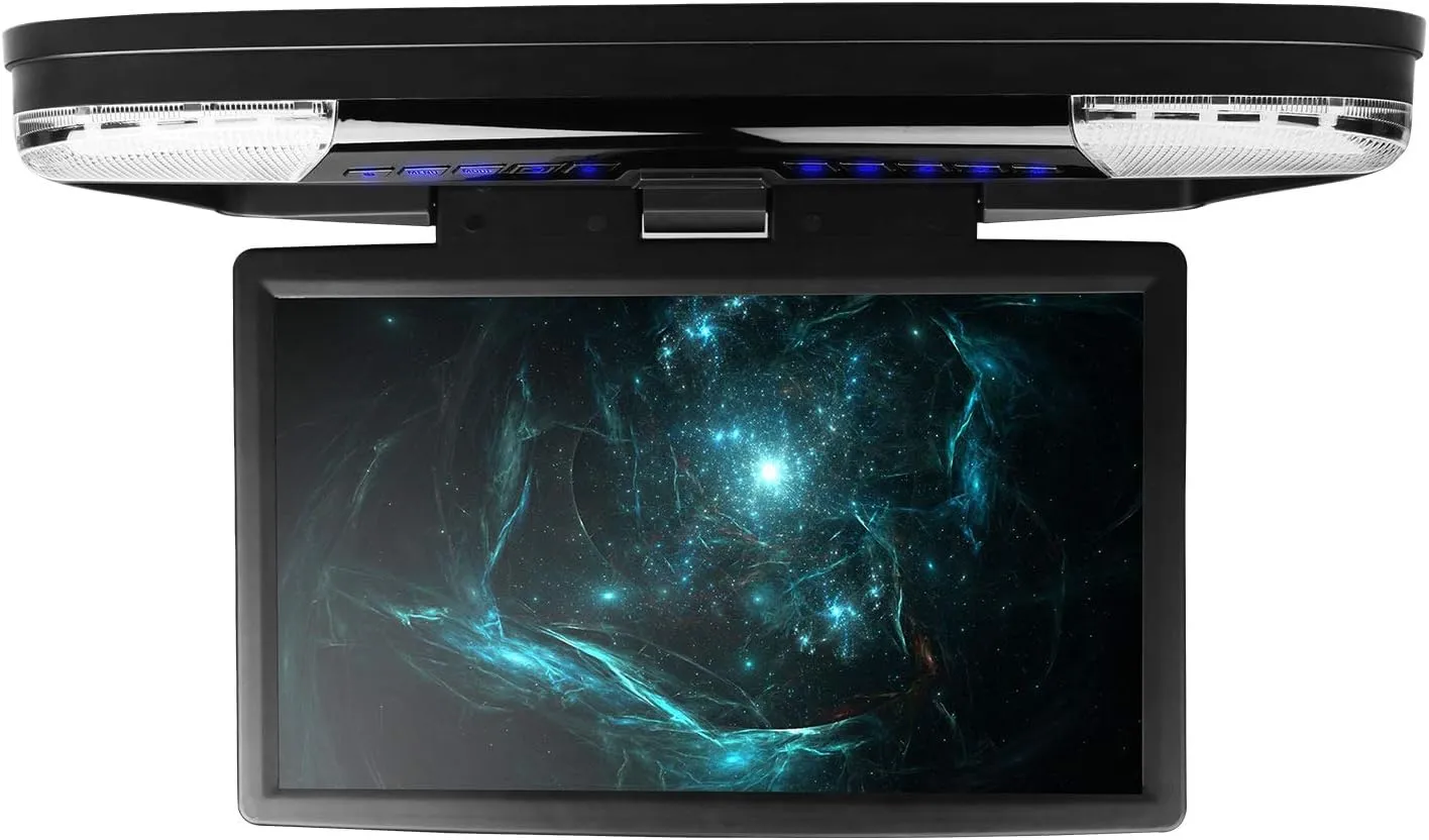 XTRONS® 15.6 Inch 1080P Video HD Digital Widescreen Car Overhead Coach Caravan Roof Flip Down DVD Player Game Disc with HDMI Port