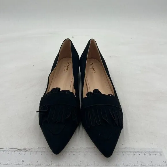 XYD Women Vintage Fringe Dress Flats Pointy Toe Slip On Driver Loafers Low Heels