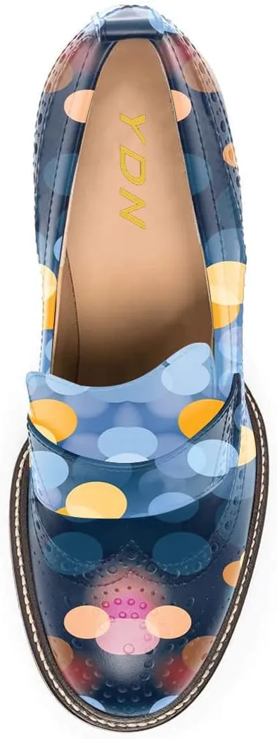 YDN Women Chunky High Heels Round Toe Oxford Loafer Size Color Material Customize Available Shoe Size 4-15 US