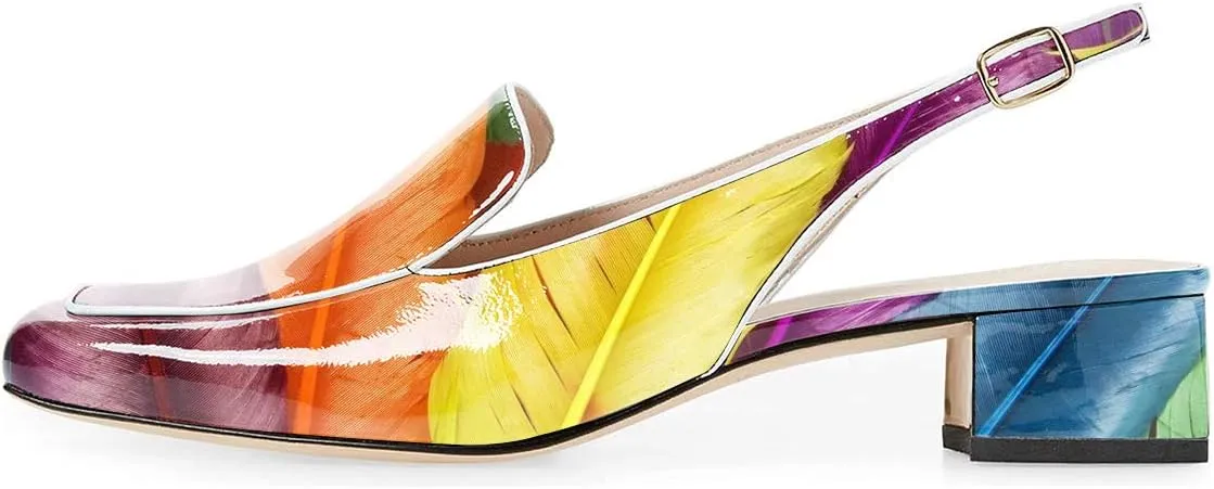 YDN Women Closed Square Toe Block Low Heels Slingback Formal Loafer Dressy Shoes Office Lady Pump Size 4-15 US