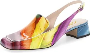 YDN Women Closed Square Toe Block Low Heels Slingback Formal Loafer Dressy Shoes Office Lady Pump Size 4-15 US
