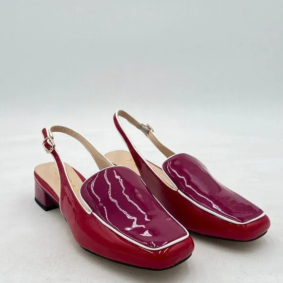 YDN Women Closed Square Toe Block Low Heels Slingback Formal Loafer Dressy Shoes