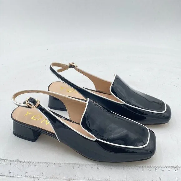 YDN Women Closed Square Toe Block Low Heels Slingback Formal Loafer Dressy Shoes