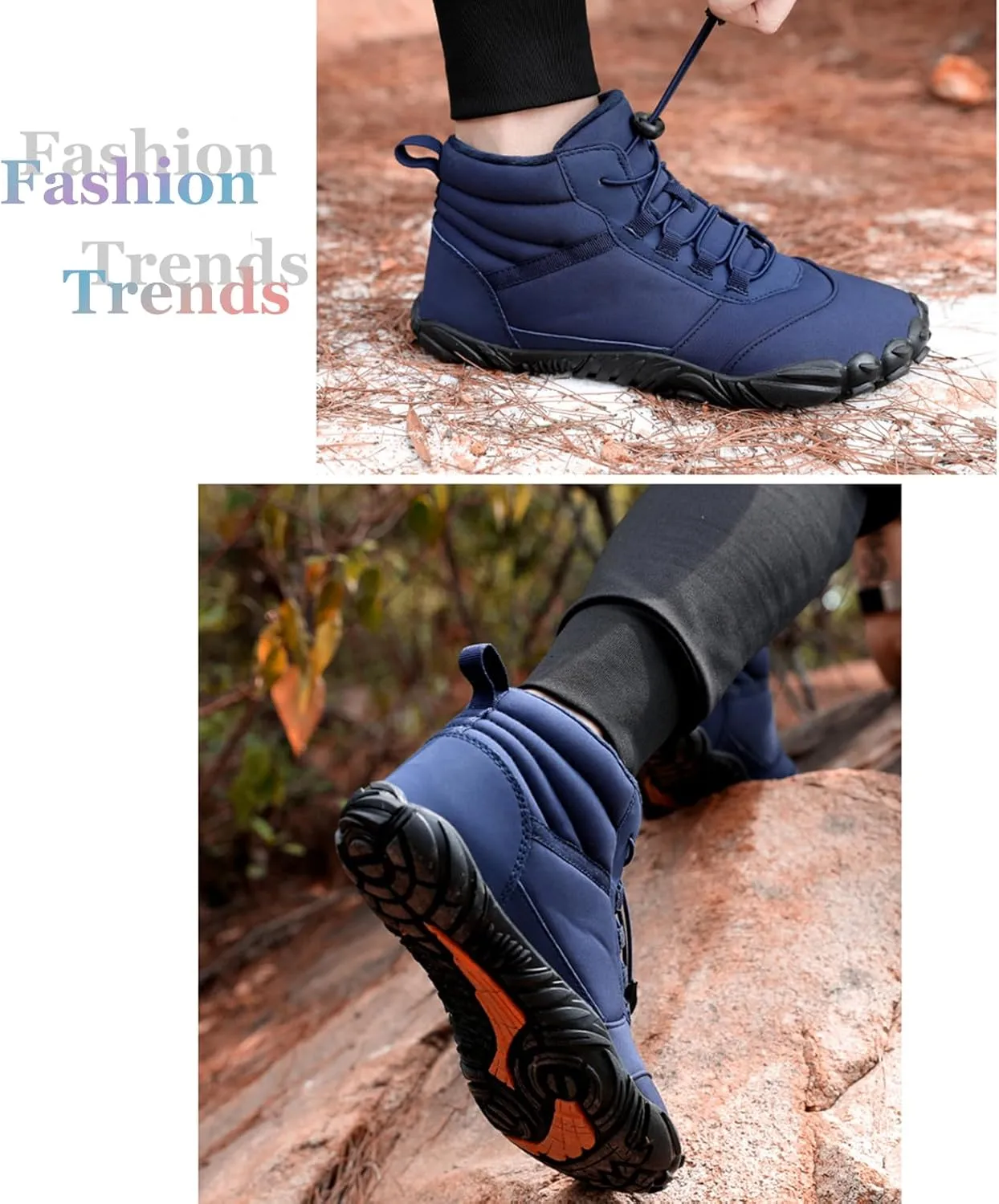 Zeberfi Men Women Warm Lined Snow Boots Winter Trekking Anti-Slip Waterproof Backpacking Boots for Unisex Casual Lightweight Outdoor Hiking Ankle Boot